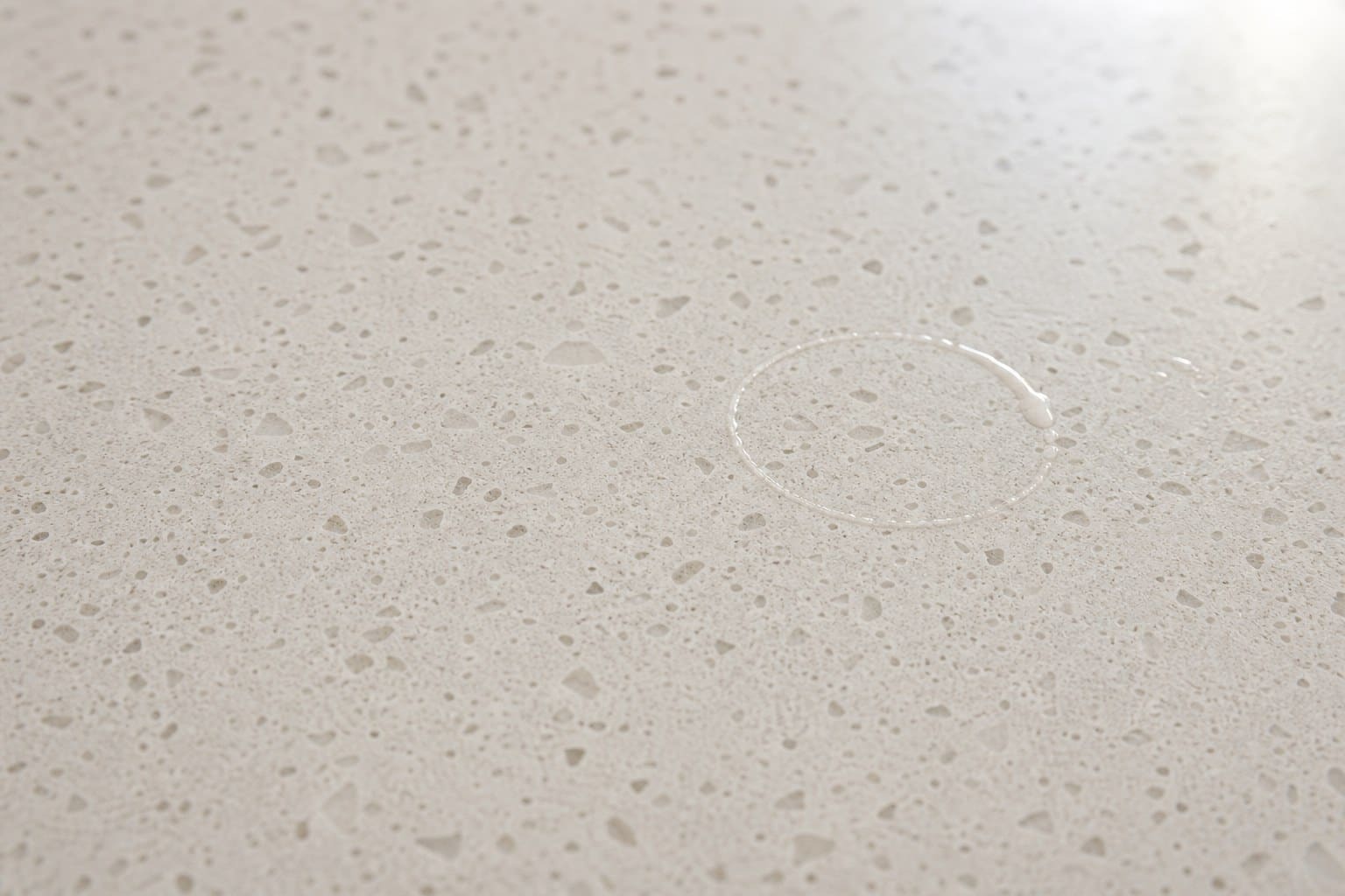 White quartz countertop in a new-construction Dublin kitchen with built-in Sub-Zero refrigeration